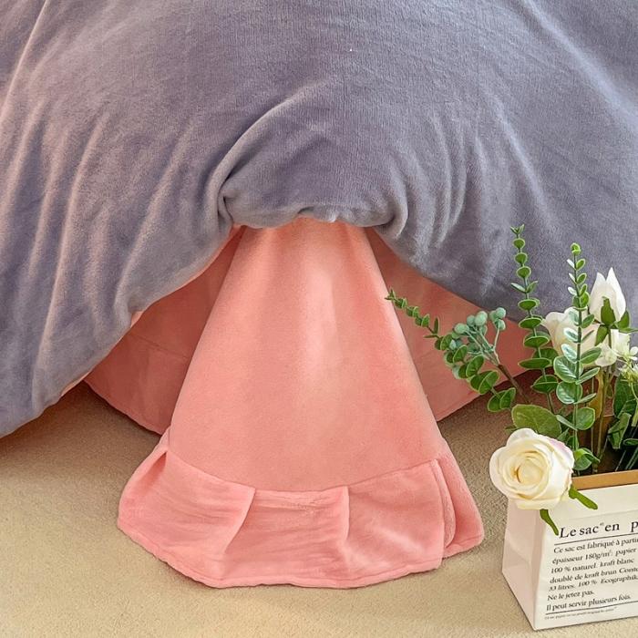 91家纺网 家纺一手货源 找家纺 优姿家纺 2022新款牛奶绒8斤双拼色绣花保暖四件套 山茶花-玉