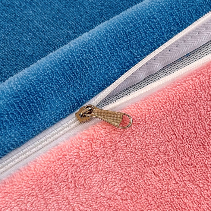 91家纺网 家纺一手货源 找家纺 优姿家纺 2022新款牛奶绒8斤双拼色绣花保暖四件套 中国风-粉+蓝