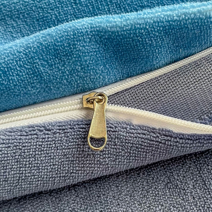 91家纺网 家纺一手货源 找家纺 优姿家纺 2022新款牛奶绒8斤双拼色绣花保暖四件套 中国风-灰+蓝