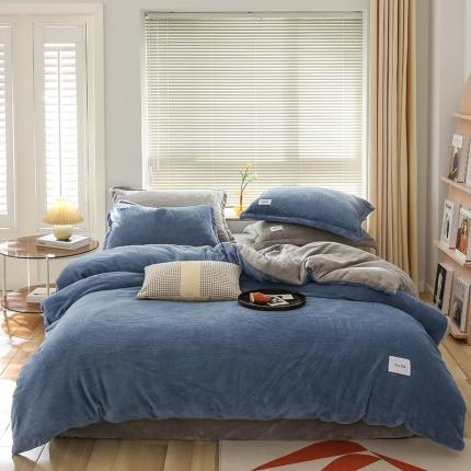 91家纺网 家纺一手货源 找家纺 （总）山舍 2022新款华夫格牛奶绒高克重四件套