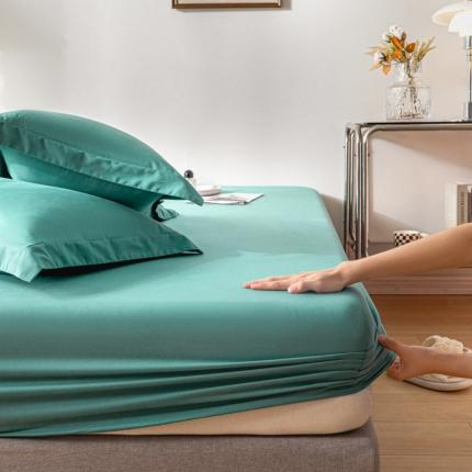 91家纺网 家纺一手货源 找家纺 秀色 秋冬60支纯色全棉磨毛床笠三件套纯棉加厚保护罩 豆绿