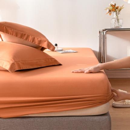 91家纺网 家纺一手货源 找家纺 秀色 秋冬60支纯色全棉磨毛床笠三件套纯棉加厚保护罩 桔红