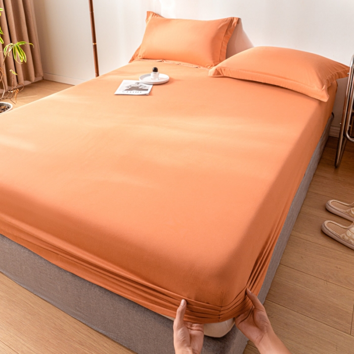 91家纺网 家纺一手货源 找家纺 （总）秀色 秋冬60支纯色全棉磨毛床笠三件套纯棉加厚保护罩