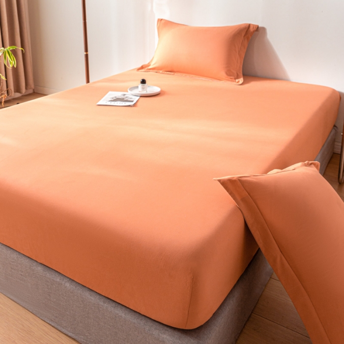 91家纺网 家纺一手货源 找家纺 （总）秀色 秋冬60支纯色全棉磨毛床笠三件套纯棉加厚保护罩