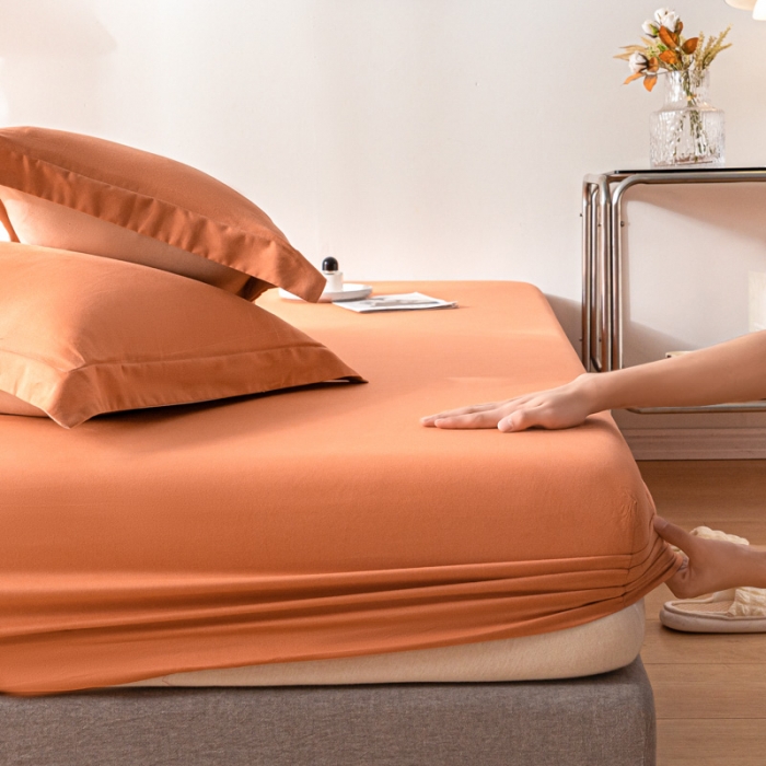 91家纺网 家纺一手货源 找家纺 （总）秀色 秋冬60支纯色全棉磨毛床笠三件套纯棉加厚保护罩