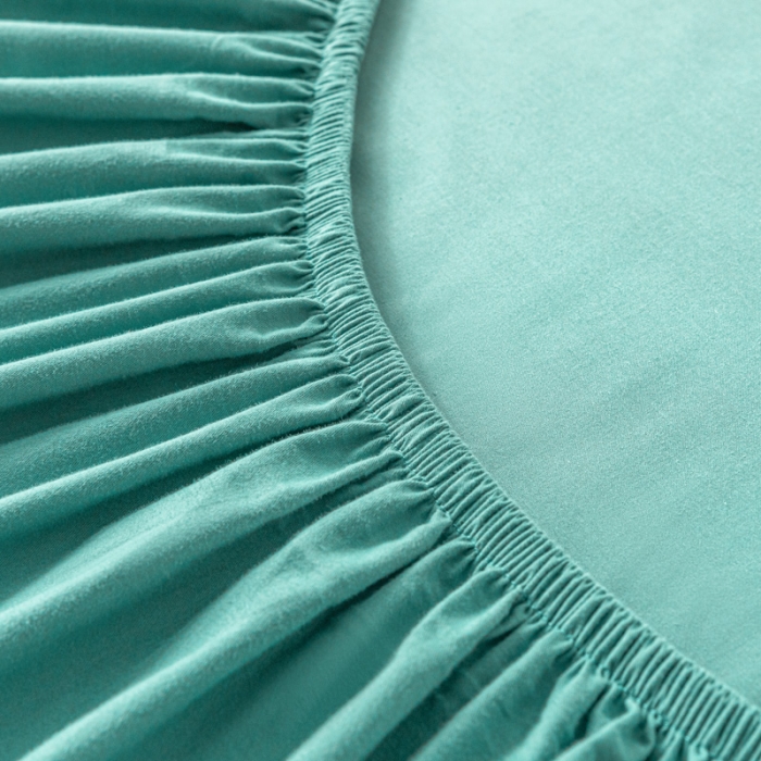 91家纺网 家纺一手货源 找家纺 秀色 秋冬60支纯色全棉磨毛床笠三件套纯棉加厚保护罩 豆绿