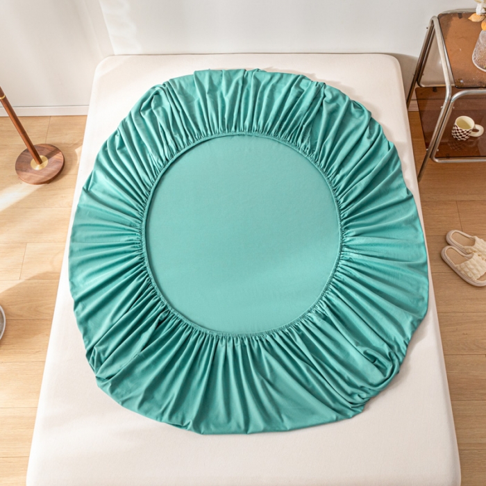 91家纺网 家纺一手货源 找家纺 秀色 秋冬60支纯色全棉磨毛床笠三件套纯棉加厚保护罩 豆绿