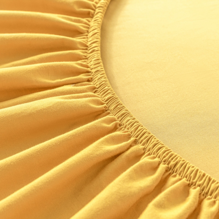 91家纺网 家纺一手货源 找家纺 秀色 秋冬60支纯色全棉磨毛床笠三件套纯棉加厚保护罩 落日黄