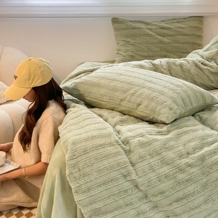 91家纺网 家纺一手货源 找家纺 （总）顾里家纺 2022新款小贵妇仿皮草兔毛绒盖毯四件套