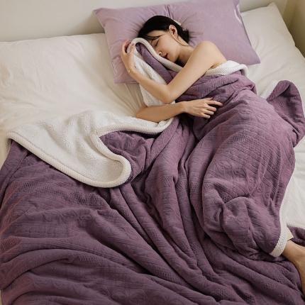 91家纺网 家纺一手货源 找家纺 寐眠 2022新款牛奶绒剪花双层毯 贵族紫