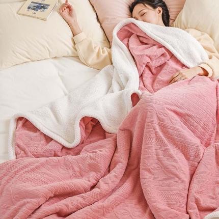 91家纺网 家纺一手货源 找家纺 寐眠 2022新款牛奶绒剪花双层毯 蔷薇粉