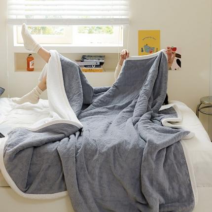 寐眠 2022新款牛奶绒剪花双层毯 高级灰