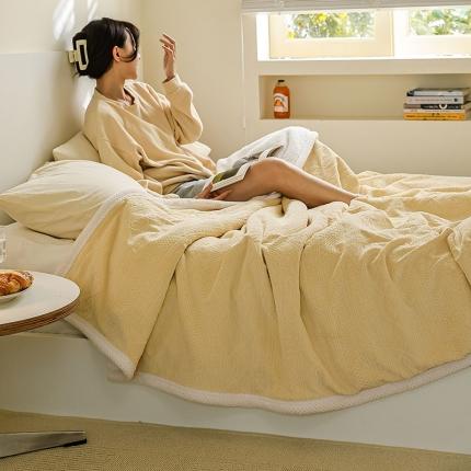 寐眠 2022新款牛奶绒剪花双层毯 泡芙米