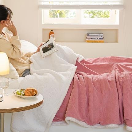 寐眠 2022新款牛奶绒剪花双层毯 蔷薇粉