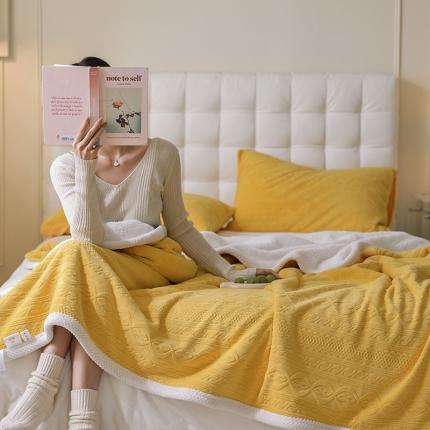 寐眠 2022新款牛奶绒剪花双层毯 柠檬黄