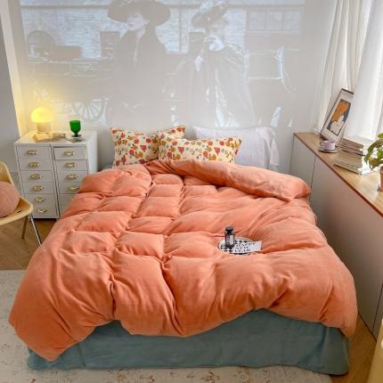 91家纺网 家纺一手货源 找家纺 柚子2022新款ins混搭风牛奶绒小碎花套件 橘沝