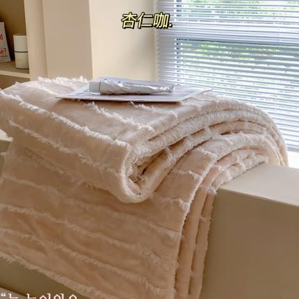 91家纺网 家纺一手货源 找家纺 顾里家纺 2022新款加厚流苏提花泰迪绒毯 杏仁咖