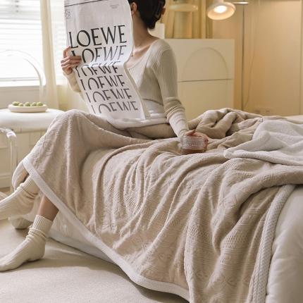 寐眠 2022新款牛奶绒剪花双层毯 优雅咖