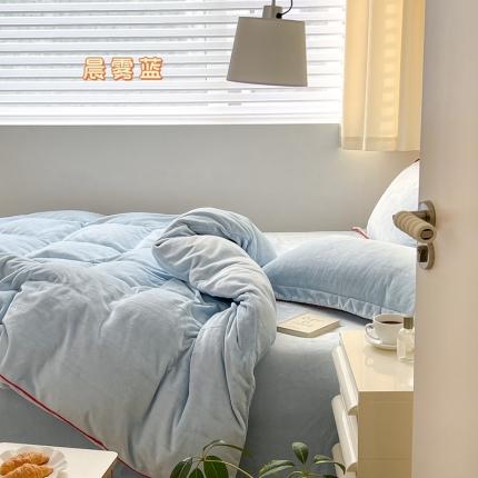 91家纺网 家纺一手货源 找家纺 总顾里家纺 新款Chic奶油嵌绳撞色牛奶绒四件套-第 一组