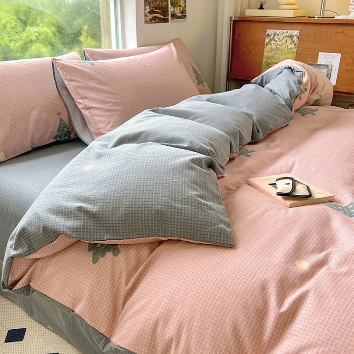 91家纺网 家纺一手货源 找家纺 田野 2022新款全棉加厚磨毛四件套 小树林