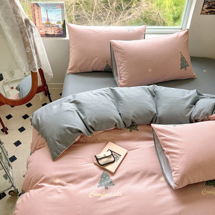 91家纺网 家纺一手货源 找家纺 田野 2022新款全棉加厚磨毛四件套 小树林