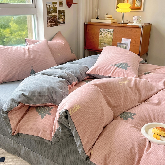 91家纺网 家纺一手货源 找家纺 田野 2022新款全棉加厚磨毛四件套 小树林