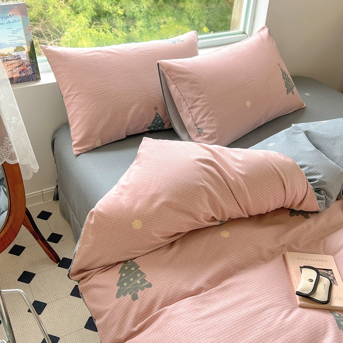 91家纺网 家纺一手货源 找家纺 田野 2022新款全棉加厚磨毛四件套 小树林