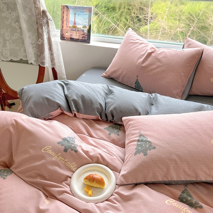 91家纺网 家纺一手货源 找家纺 田野 2022新款全棉加厚磨毛四件套 小树林