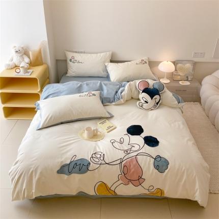 朗莎 2022新款迪士尼全棉水洗棉贴布绣四件套 米奇