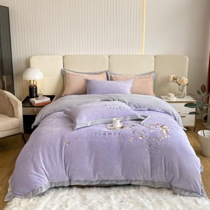 91家纺网 家纺一手货源 找家纺 (总) 七七 2025新款绣花牛奶绒四件套尤加利系列