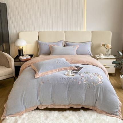 91家纺网 家纺一手货源 找家纺 (总) 七七 2025新款绣花牛奶绒四件套尤加利系列