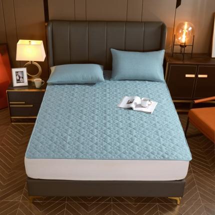 91家纺网 家纺一手货源 找家纺 尊康家纺（原磊科） 2022新款四叶花全棉抗菌肌理纹磨毛软床垫 海天蓝