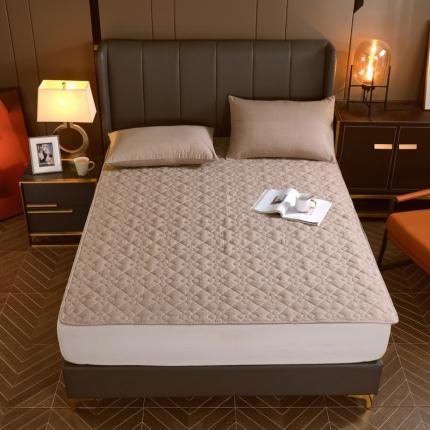 91家纺网 家纺一手货源 找家纺 尊康家纺（原磊科） 2022新款四叶花全棉抗菌肌理纹磨毛软床垫 卡其色