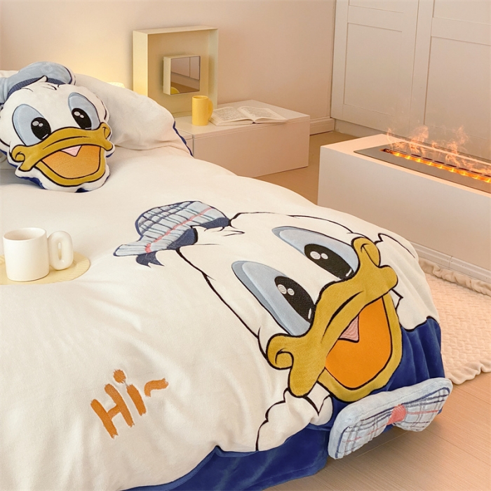 91家纺网 家纺一手货源 找家纺 （总）朗莎 2022新款迪士尼230g高克重牛奶绒四件套