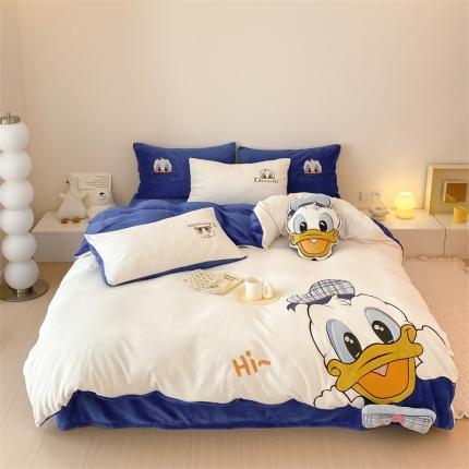 朗莎 2022新款迪士尼230g高克重牛奶绒四件套 克莱因蓝-唐唐