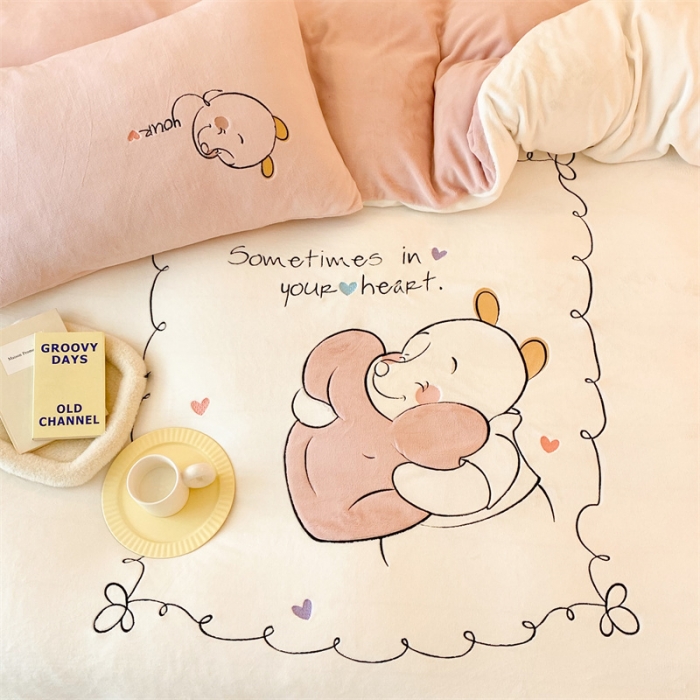 91家纺网 家纺一手货源 找家纺 朗莎 2022新款迪士尼230g高克重牛奶绒四件套 维尼