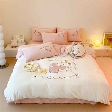 朗莎 2022新款迪士尼230g高克重牛奶绒四件套 维尼