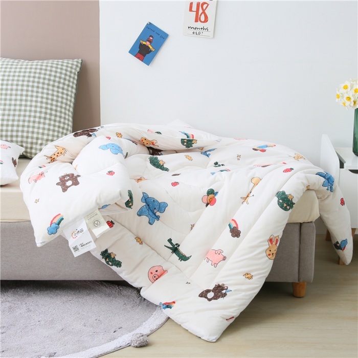 91家纺网 家纺一手货源 找家纺 艾佳宝贝婴儿绒幼儿园冬被仿鹅绒春秋被宝宝保暖加厚被动物世界白