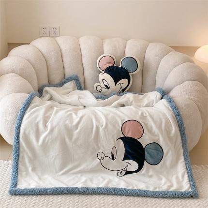 朗莎 2022款迪士尼230g加厚羊羔绒牛奶绒立体贴布绣毛毯 米奇