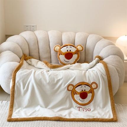 朗莎 2022款迪士尼230g加厚羊羔绒牛奶绒立体贴布绣毛毯 跳跳虎