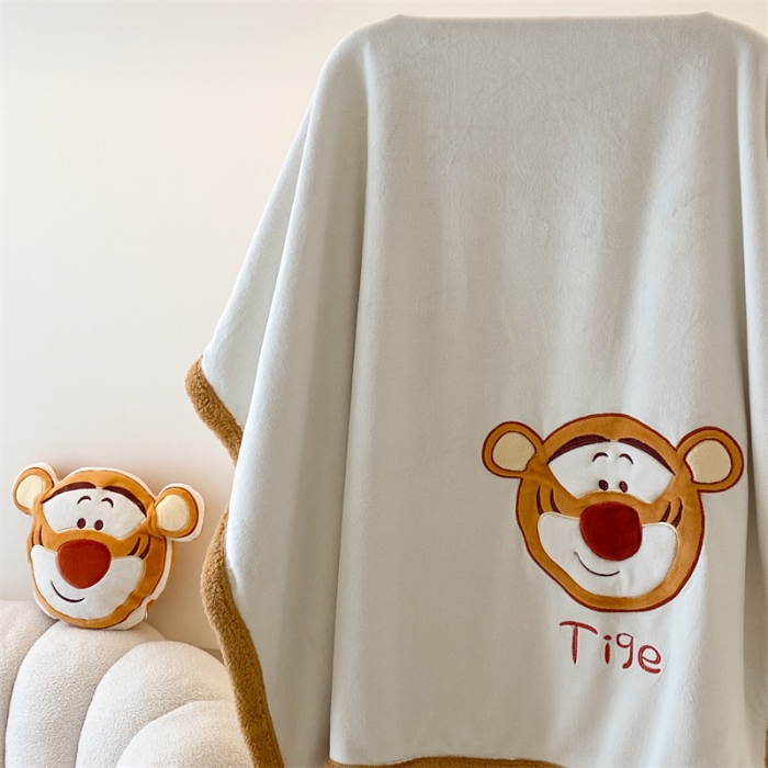 91家纺网 家纺一手货源 找家纺 朗莎 2022款迪士尼230g加厚羊羔绒牛奶绒立体贴布绣毛毯 跳跳虎