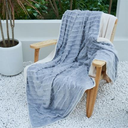 91家纺网 家纺一手货源 找家纺 晨曦家纺 2022新款流苏款三角针毛毯 流苏-伦敦灰