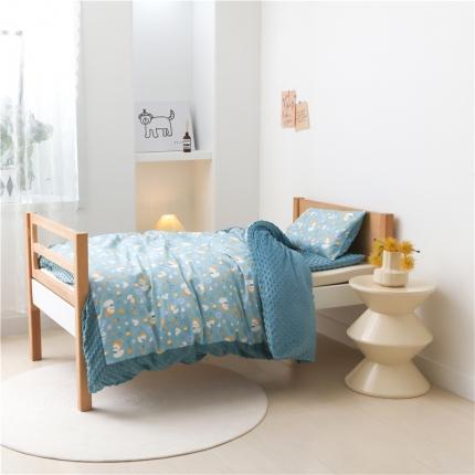 91家纺网 家纺一手货源 找家纺 艾佳2022年秋冬全棉豆豆绒幼儿园儿童多件套 hello-鸭