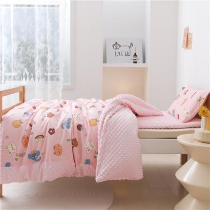 91家纺网 家纺一手货源 找家纺 艾佳2022年秋冬全棉豆豆绒幼儿园儿童多件套 粉红乐园