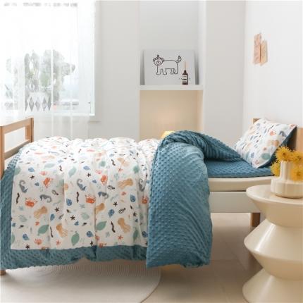 91家纺网 家纺一手货源 找家纺 艾佳2022年秋冬全棉豆豆绒幼儿园儿童多件套 海洋馆