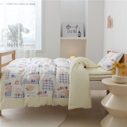 91家纺网 家纺一手货源 找家纺 （总）艾佳2022年秋冬全棉豆豆绒幼儿园儿童多件套