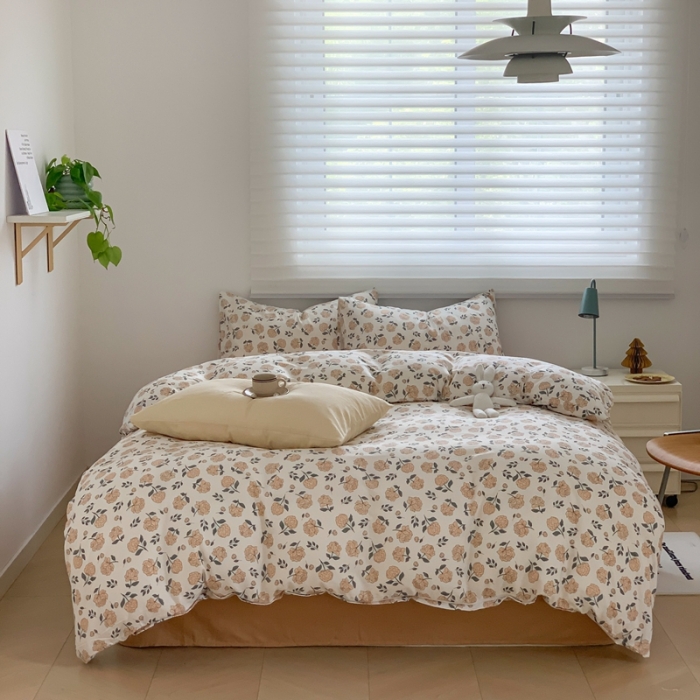 91家纺网 家纺一手货源 找家纺 黛馨 2025新款A类小清新双层纱四件套（实拍）花季