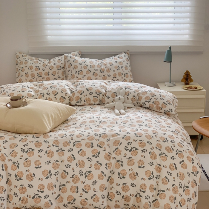 91家纺网 家纺一手货源 找家纺 黛馨 2025新款A类小清新双层纱四件套（实拍）花季