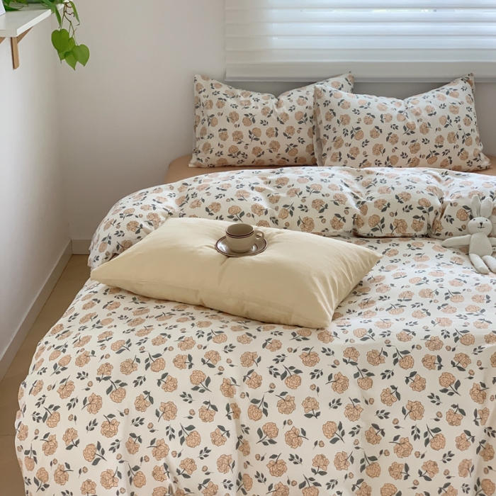 91家纺网 家纺一手货源 找家纺 黛馨 2025新款A类小清新双层纱四件套（实拍）花季