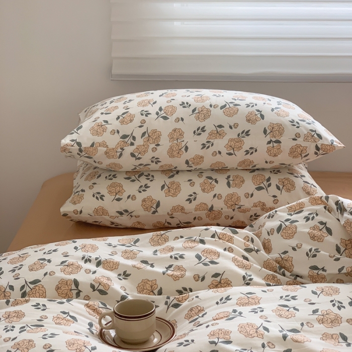 91家纺网 家纺一手货源 找家纺 黛馨 2025新款A类小清新双层纱四件套（实拍）花季